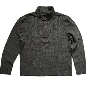 Michael Kors Pullover Sweater Mens Large Gray Mock Neck Knit Snap Button Cotton